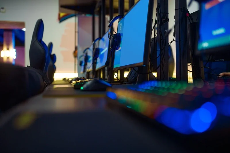 Home interior del club de jocs d'ordinador per a llocs de joc